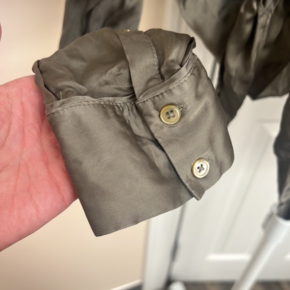 Aritzia Sage Green Tie Front Top Silk Wilfred - Picture 5 of 8